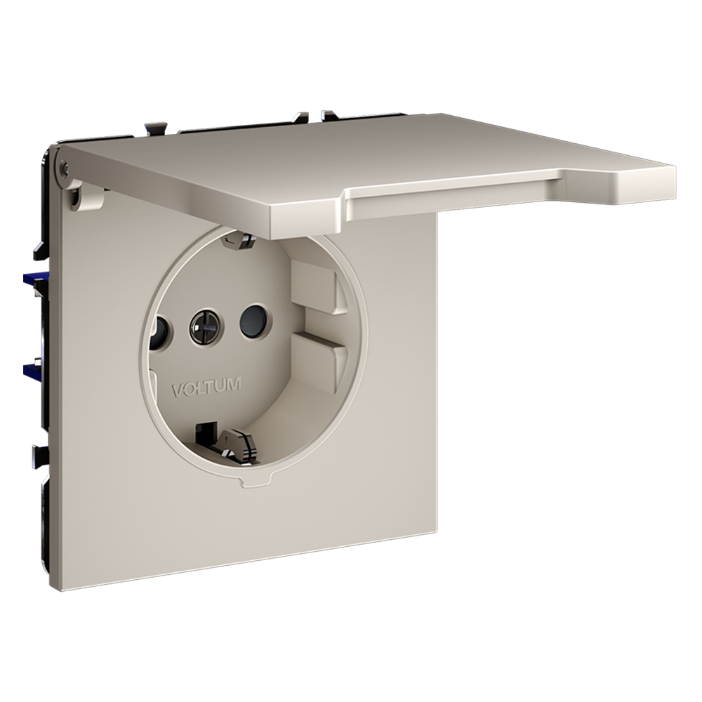 Розетка встраиваемая Voltum S70 с заземлением, защитными шторками и крышкой Кашемир VLS040303