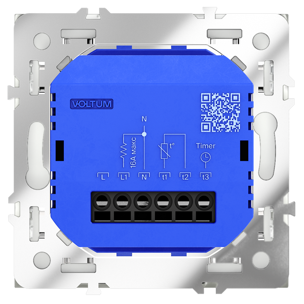 Терморегулятор электронный Voltum S70 с индикацией и датчиком, для теплого пола Белый глянцевый VLS070101 — изображение 3