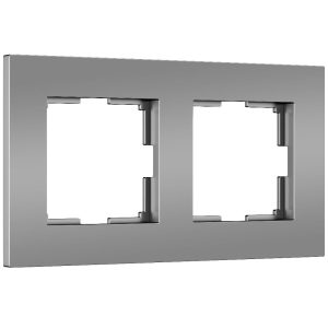 Рамка из поликарбоната Werkel Slab на 2 поста Серебро W0022965
