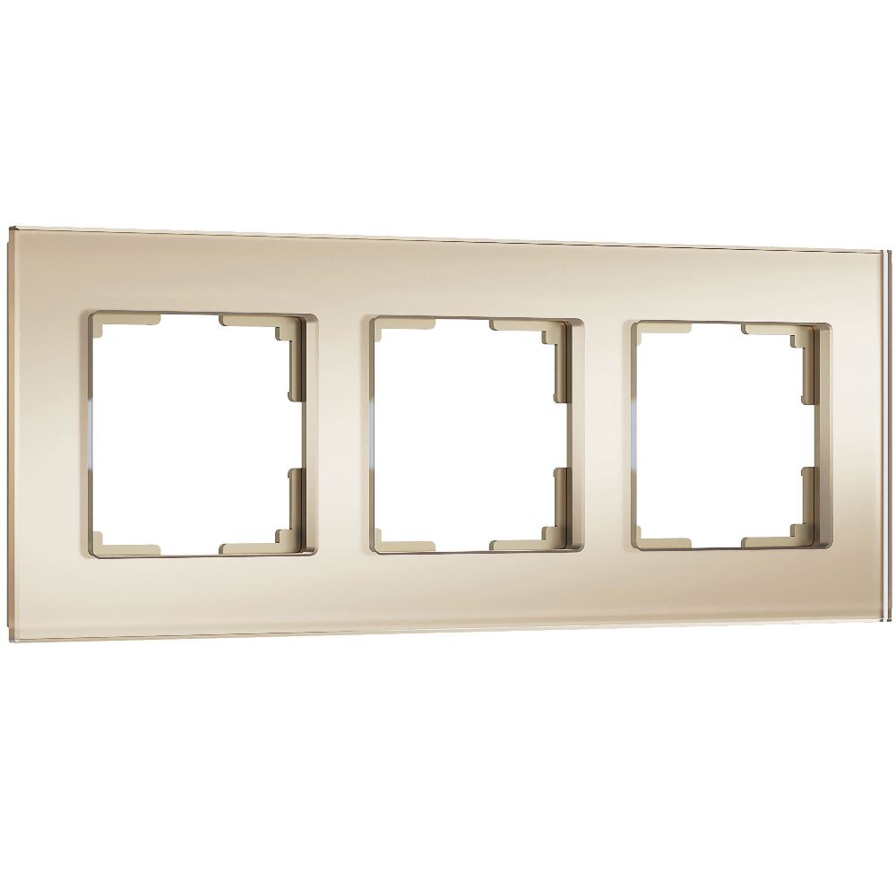 Рамка стеклянная Werkel Senso на 3 поста soft-touch Шампань W0033111