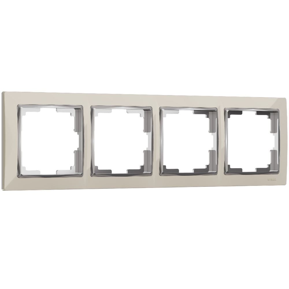 Рамка из поликарбоната Werkel Snabb на 4 поста Слоновая кость / Хром W0041903
