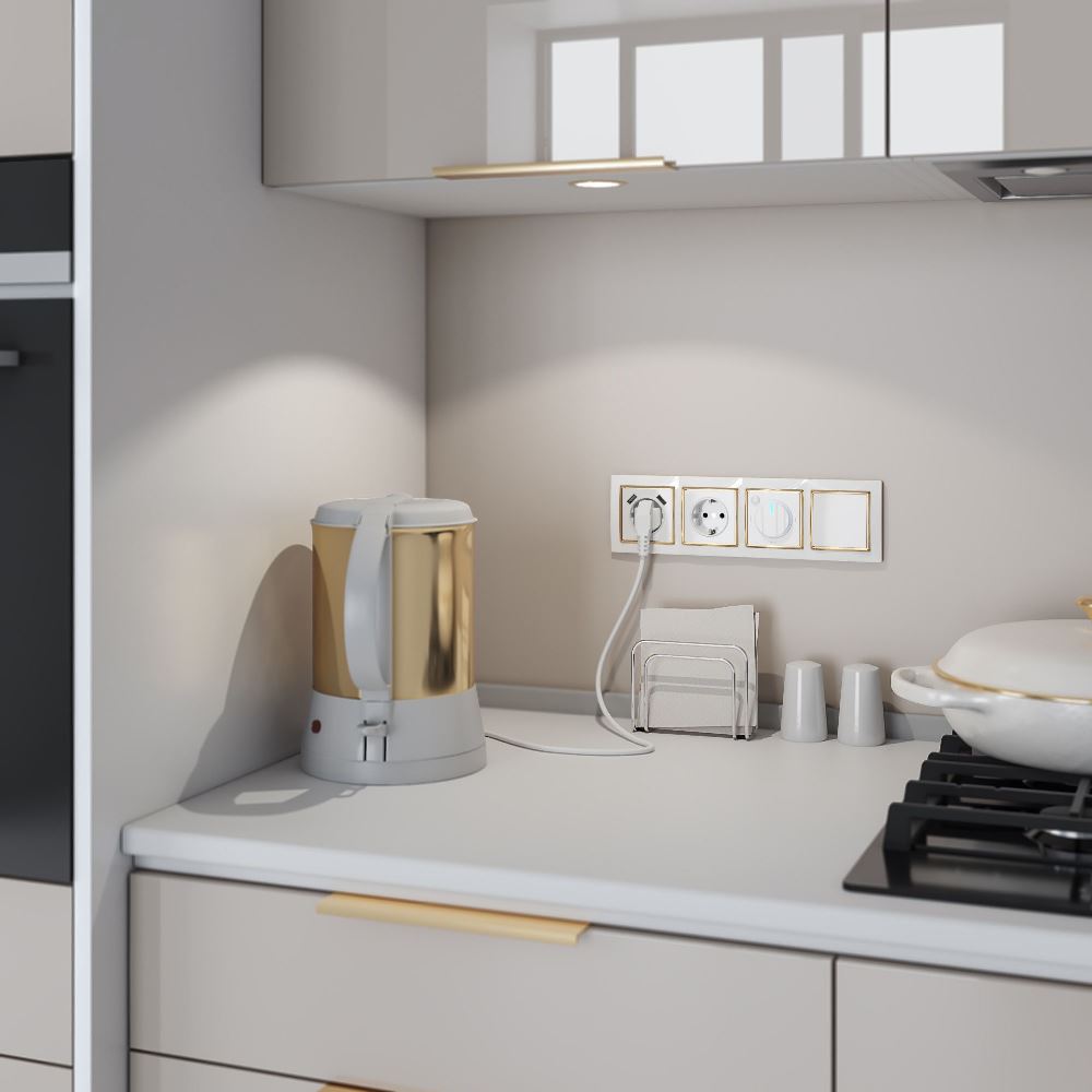 Рамка из поликарбоната Werkel Snabb на 4 поста Белый / Золото W0041933 — изображение 2