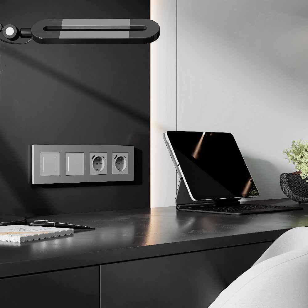 Рамка из поликарбоната Werkel Slab на 4 поста Серебро W0042965 — изображение 2