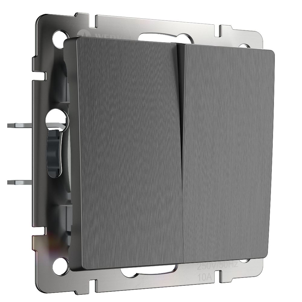 Выключатель двухклавишный встраиваемый Werkel Графит W1120004