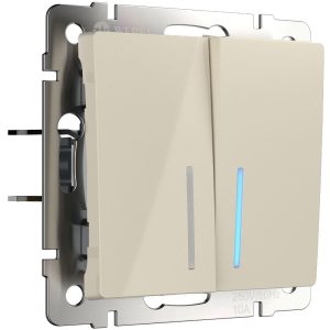 Выключатель двухклавишный встраиваемый Werkel с подсветкой Слоновая кость W1120103
