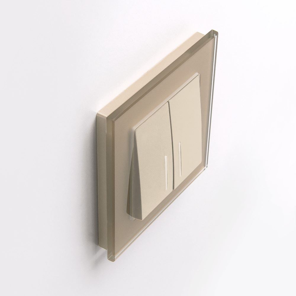 Выключатель двухклавишный встраиваемый Werkel с подсветкой Шампань W1120111 — изображение 3