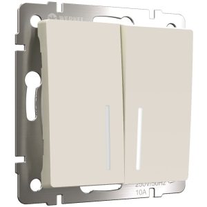 Выключатель двухклавишный встраиваемый Werkel с подсветкой Айвори матовый W1120162