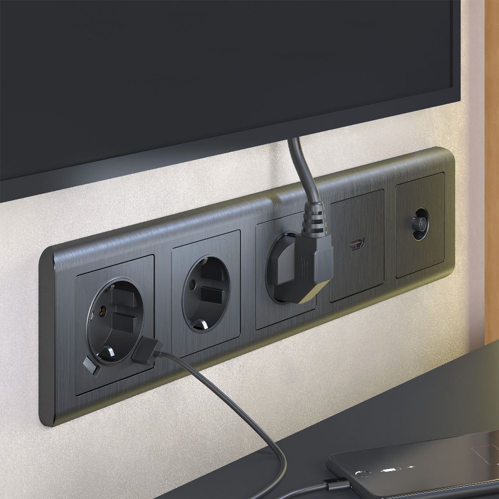 Розетка встраиваемая Werkel с заземлением Графит рифленый W1171004 — изображение 4