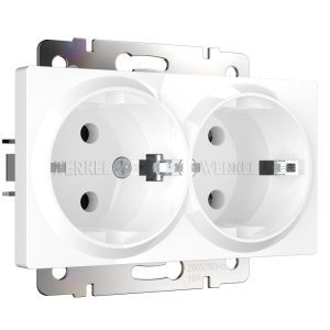Розетка встраиваемая двойная Werkel с заземлением Белый W1172001