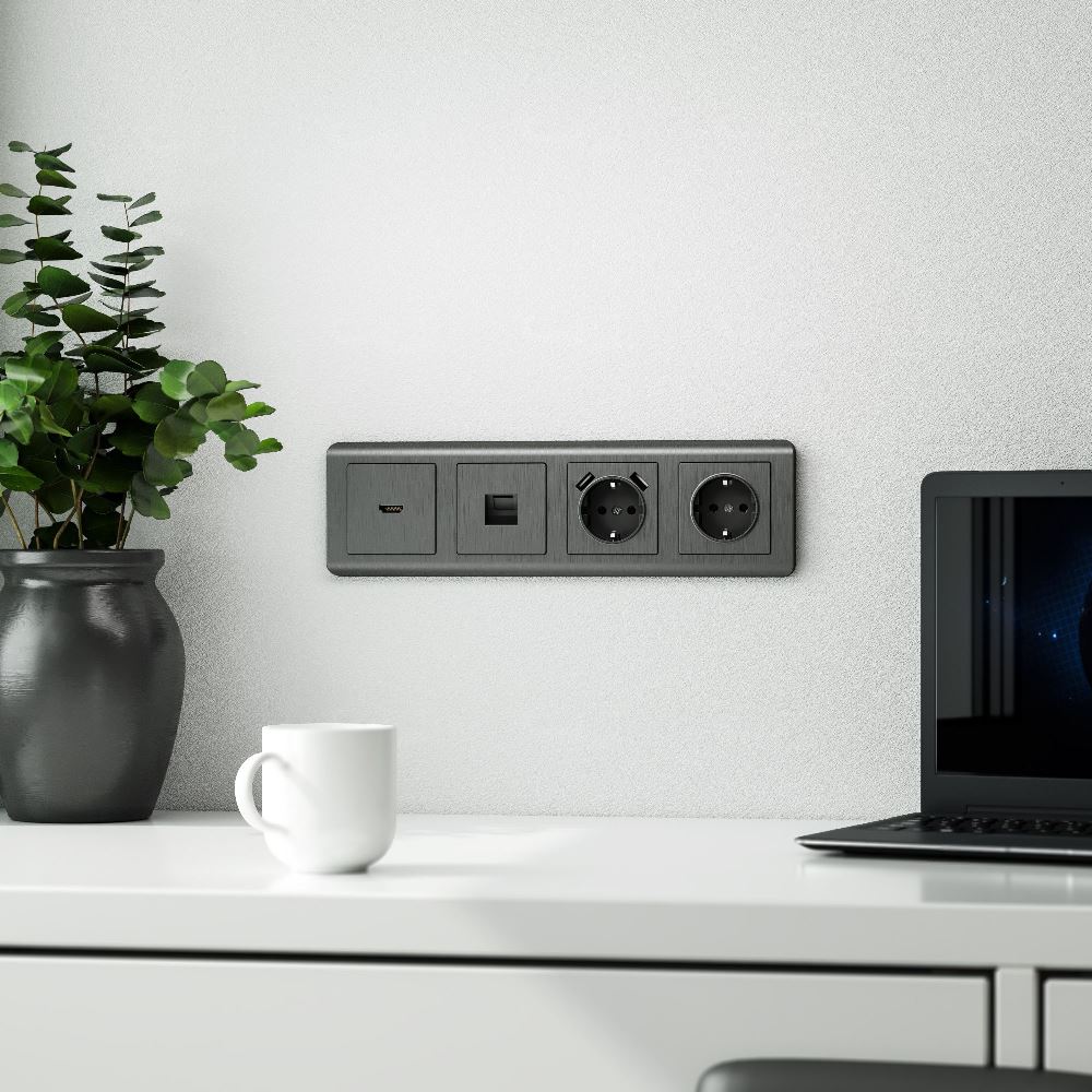 Розетка встраиваемая Ethernet Werkel RJ-45 Графит рифленый W1181004 — изображение 2