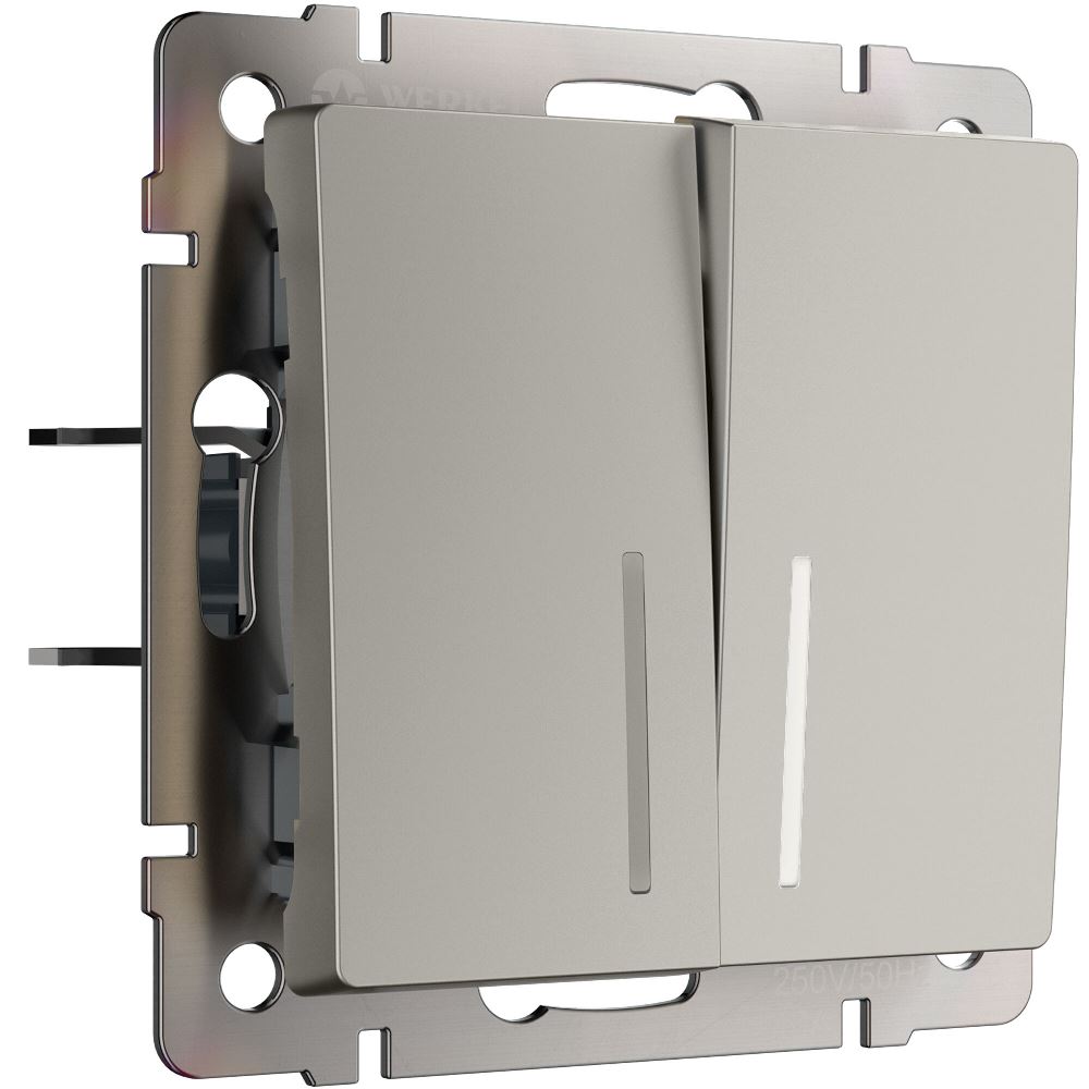 Выключатель двухклавишный встраиваемый Werkel с подсветкой Дымчатый W1220104