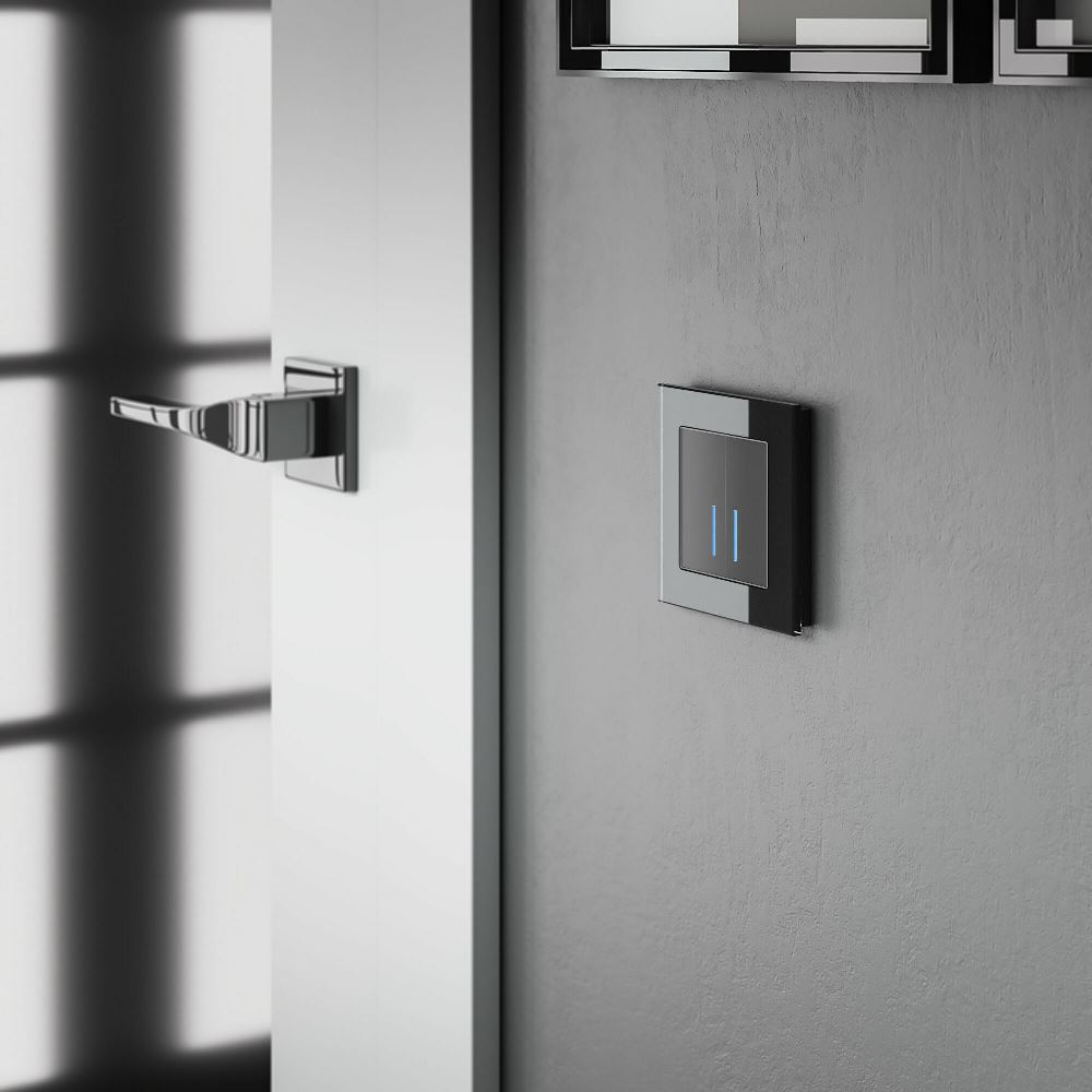 Выключатель двухклавишный встраиваемый сенсорный Werkel с подсветкой Черный W4520008 — изображение 2