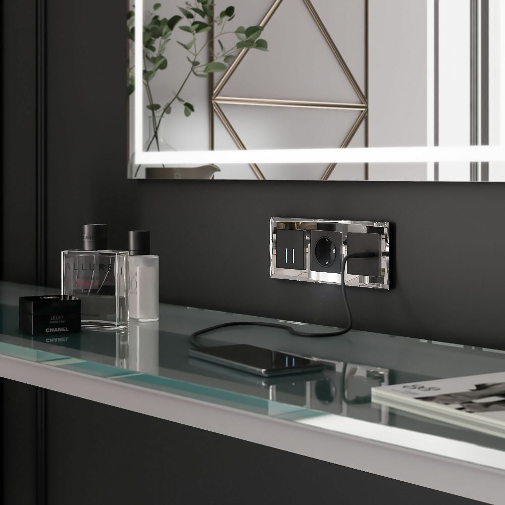 Выключатель двухклавишный встраиваемый сенсорный Werkel с подсветкой Черный W4520008 — изображение 3