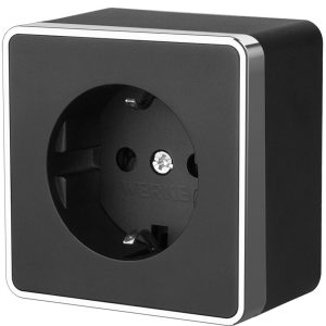 Розетка накладная Werkel Gallant с заземлением Черный / Хром W5071035