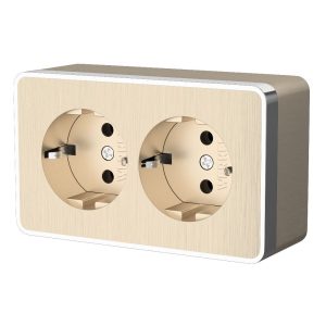 Розетка накладная двойная Werkel Gallant с заземлением Шампань рифленый W5072110