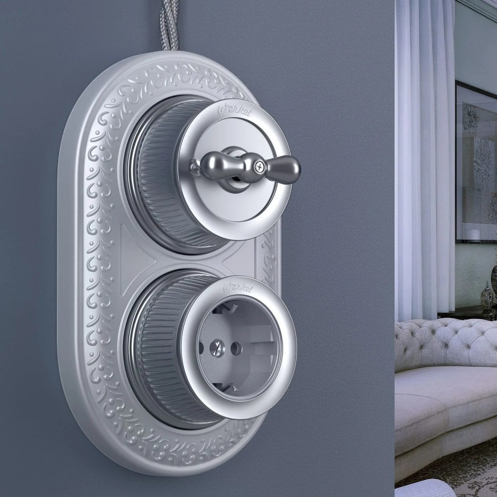 Розетка накладная Werkel с заземлением Хром матовый W5771022 — изображение 3