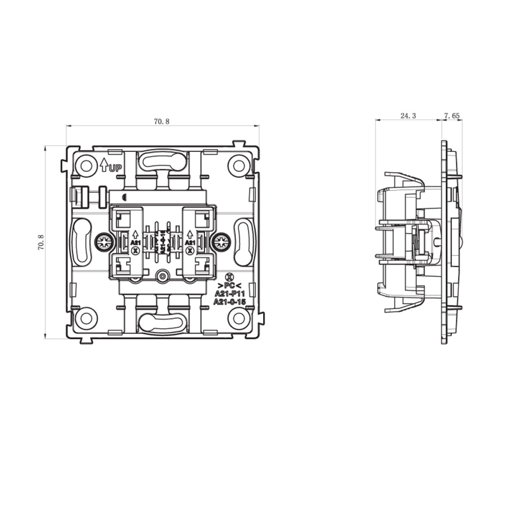 Выключатель двухклавишный встраиваемый Donel R98 с подсветкой Сталь матовая DA03105-DA28537 — изображение 6
