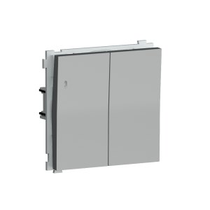 Выключатель двухклавишный встраиваемый проходной Donel R98 с подсветкой Алюминий матовый DA03108-DA28526