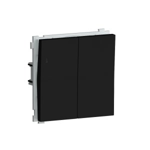 Выключатель двухклавишный встраиваемый проходной Donel R98 с подсветкой Карбон матовый DA03108-DA28530