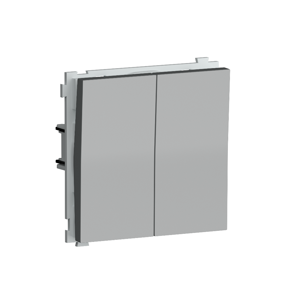 Выключатель двухклавишный встраиваемый Donel R98 Алюминий матовый DA10500-DA29526