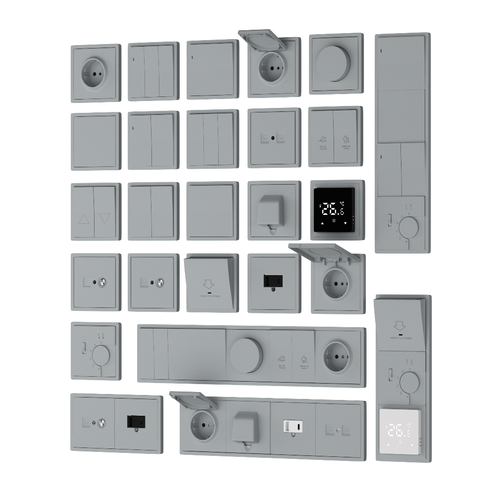 Выключатель двухклавишный встраиваемый Donel R98 Серый матовый DA10500-DA29540 — изображение 3