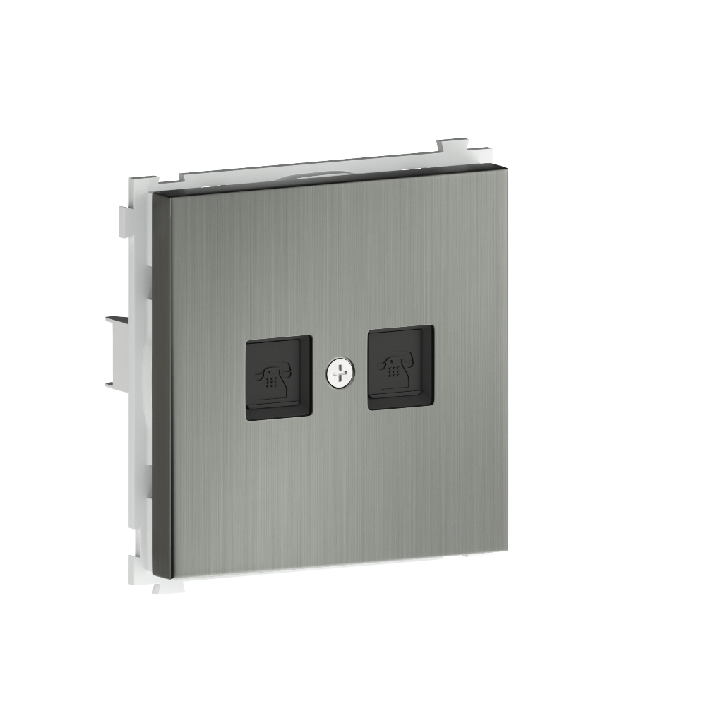 Розетка встраиваемая телефонная двойная Donel R98 Metal RJ11 + RJ11 Никель DA14400-DA869NB