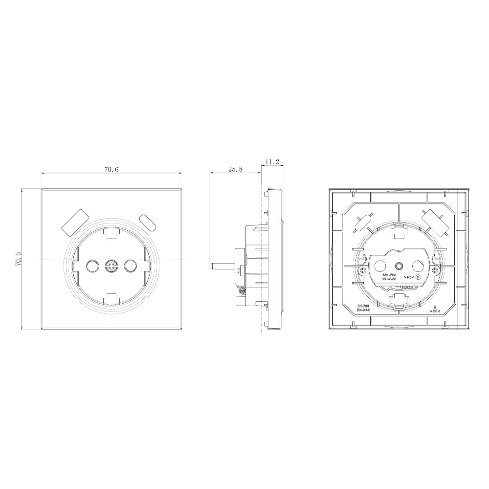 Розетка встраиваемая Donel R98 Metal с заземлением, шторками и USB тип A+C Благородная сталь DA15500-DA222ES — изображение 7