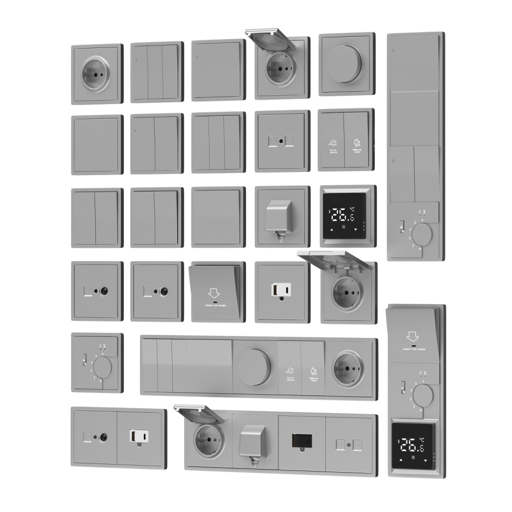 Розетка встраиваемая Donel R98 Schuko с заземлением и шторками на винтах Алюминий матовый DA18800-DA22026 — изображение 3