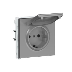 Розетка встраиваемая Donel R98 Schuko с крышкой и заземлением на винтах Алюминий матовый DA18800-DA45426
