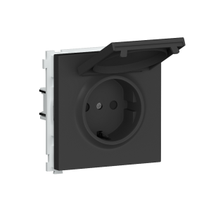 Розетка встраиваемая Donel R98 Schuko с крышкой и заземлением на винтах Черный матовый DA18800-DA45428