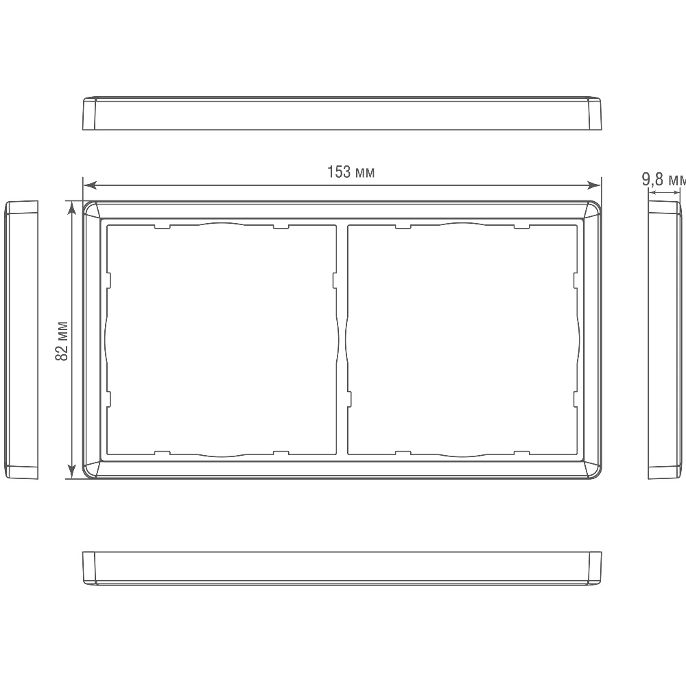 Рамка из металла Donel R98 Metal на 2 поста Вороненая сталь DA212GS — изображение 3