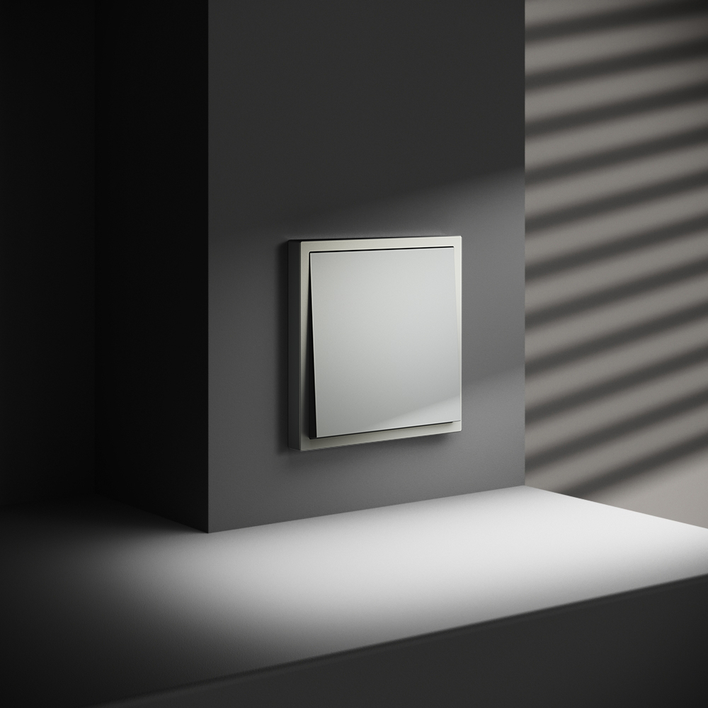 Выключатель одноклавишный встраиваемый с самовозвратом Voltum S70 Сталь VLS010605 — изображение 4