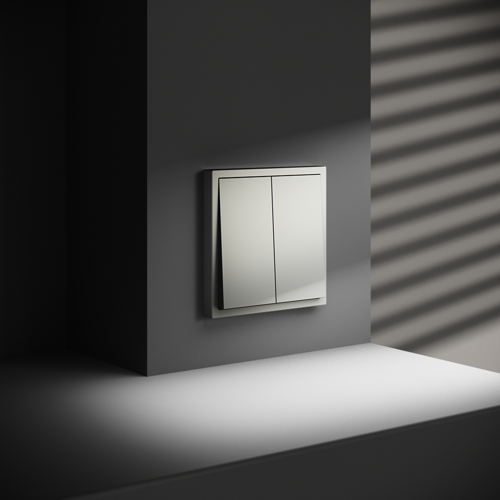 Выключатель двухклавишный встраиваемый Voltum S70 Сталь VLS020105 — изображение 4