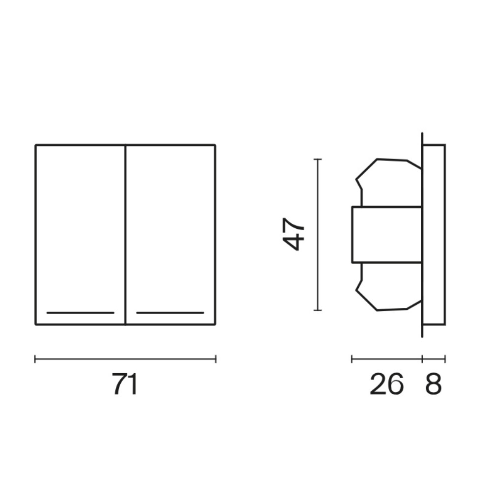 Выключатель двухклавишный встраиваемый Voltum S70 с подсветкой Графит VLS020207 — изображение 6