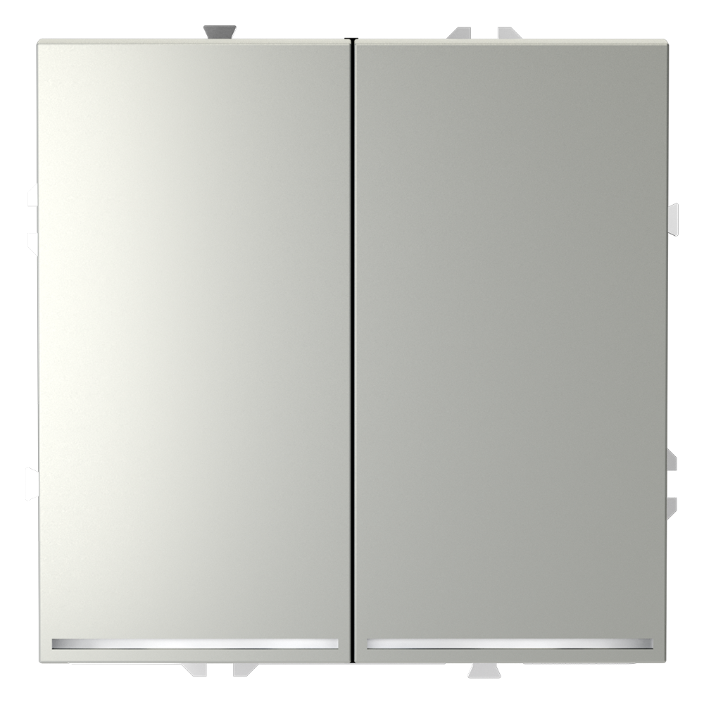 Выключатель двухклавишный встраиваемый Voltum S70 с подсветкой Сталь VLS020205