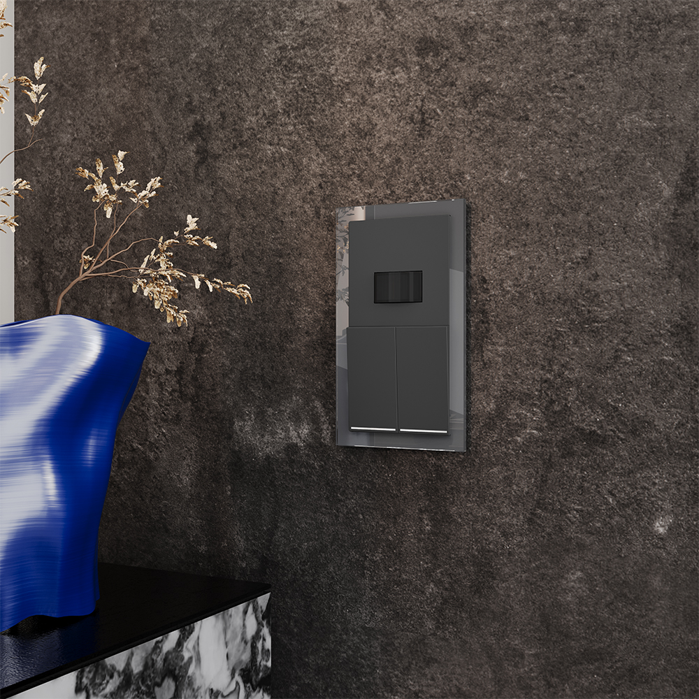 Выключатель двухклавишный встраиваемый Voltum S70 с подсветкой Графит VLS020207 — изображение 5