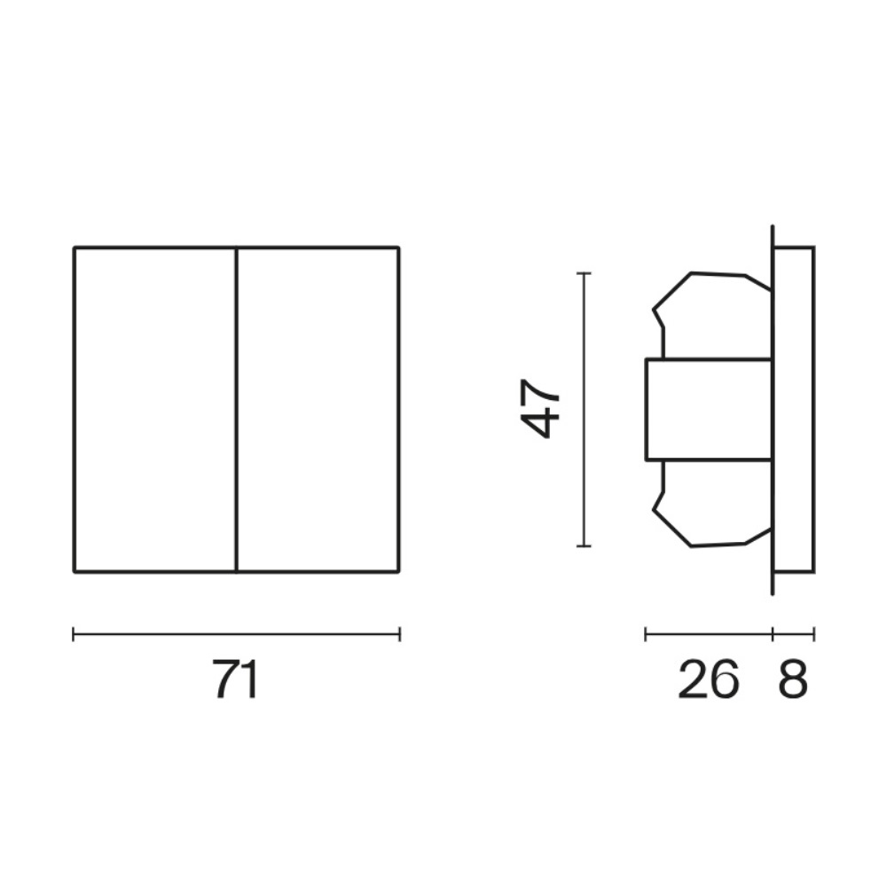 Выключатель двухклавишный встраиваемый проходной Voltum S70 Сталь VLS020305 — изображение 5