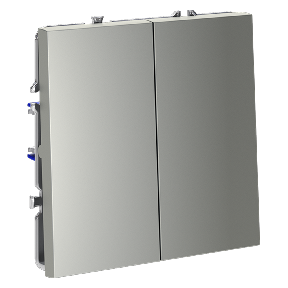 Выключатель двухклавишный встраиваемый проходной Voltum S70 Сталь VLS020305 — изображение 2