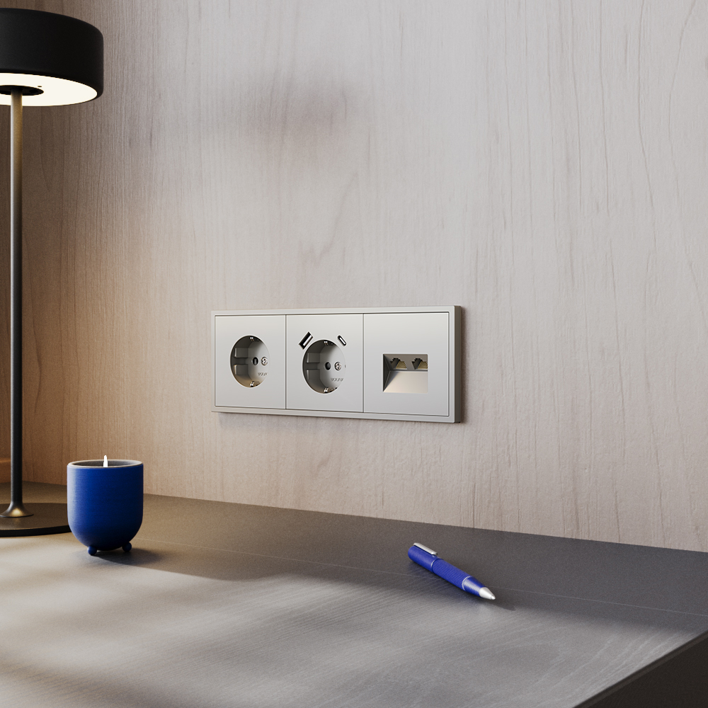 Розетка встраиваемая Voltum S70 с заземлением Soft touch Шелк VLS040104 — изображение 4