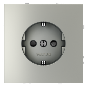 Розетка встраиваемая Voltum S70 с заземлением и шторками Сталь VLS040205