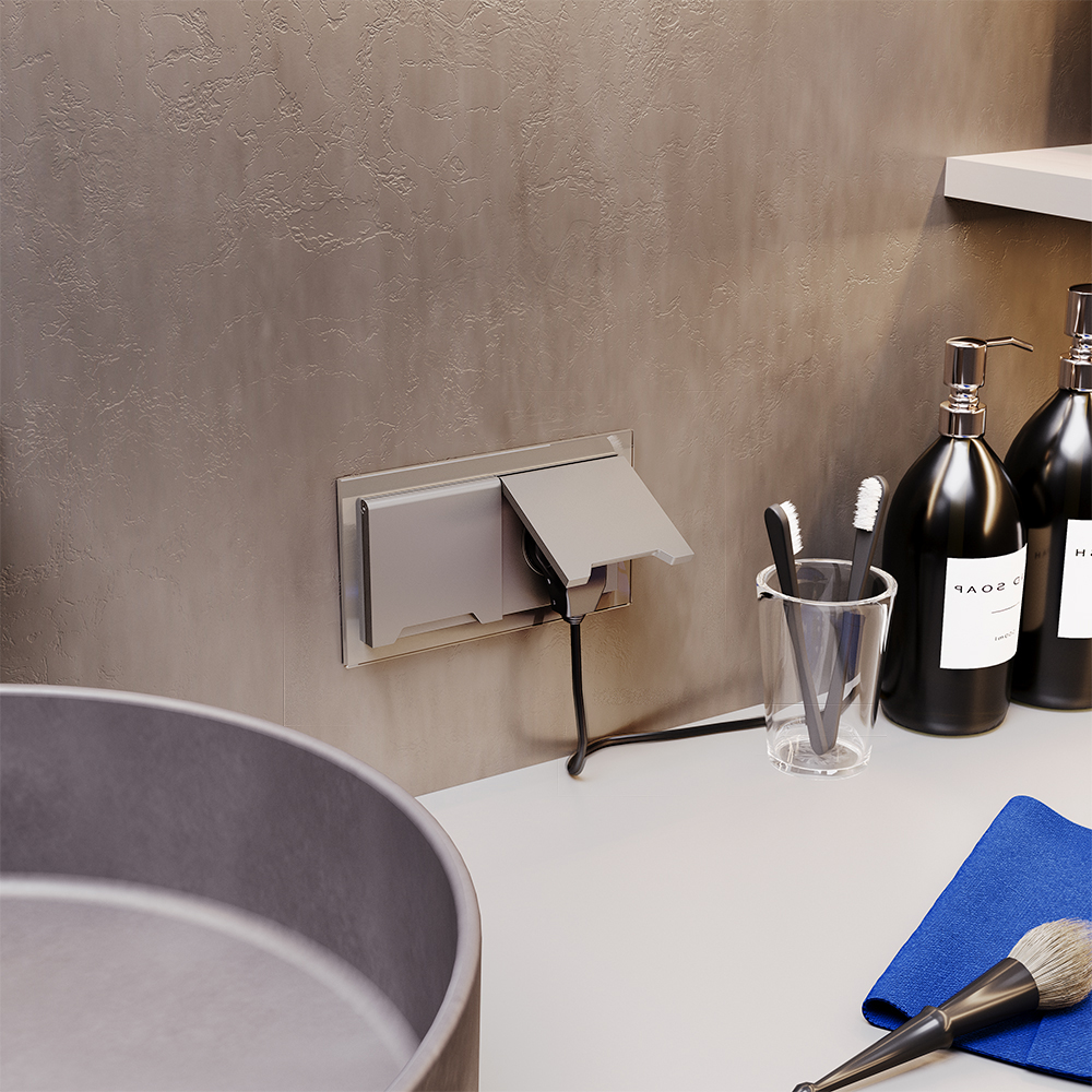 Розетка встраиваемая Voltum S70 с заземлением, защитными шторками и крышкой Шелк VLS040304 — изображение 5