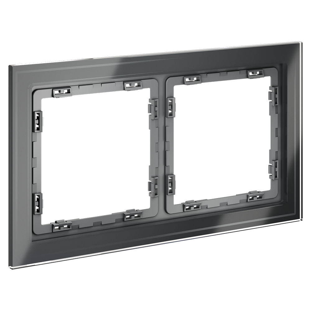 Рамка стеклянная Voltum S70 на 2 поста Графит глянцевый VLS110207 — изображение 2