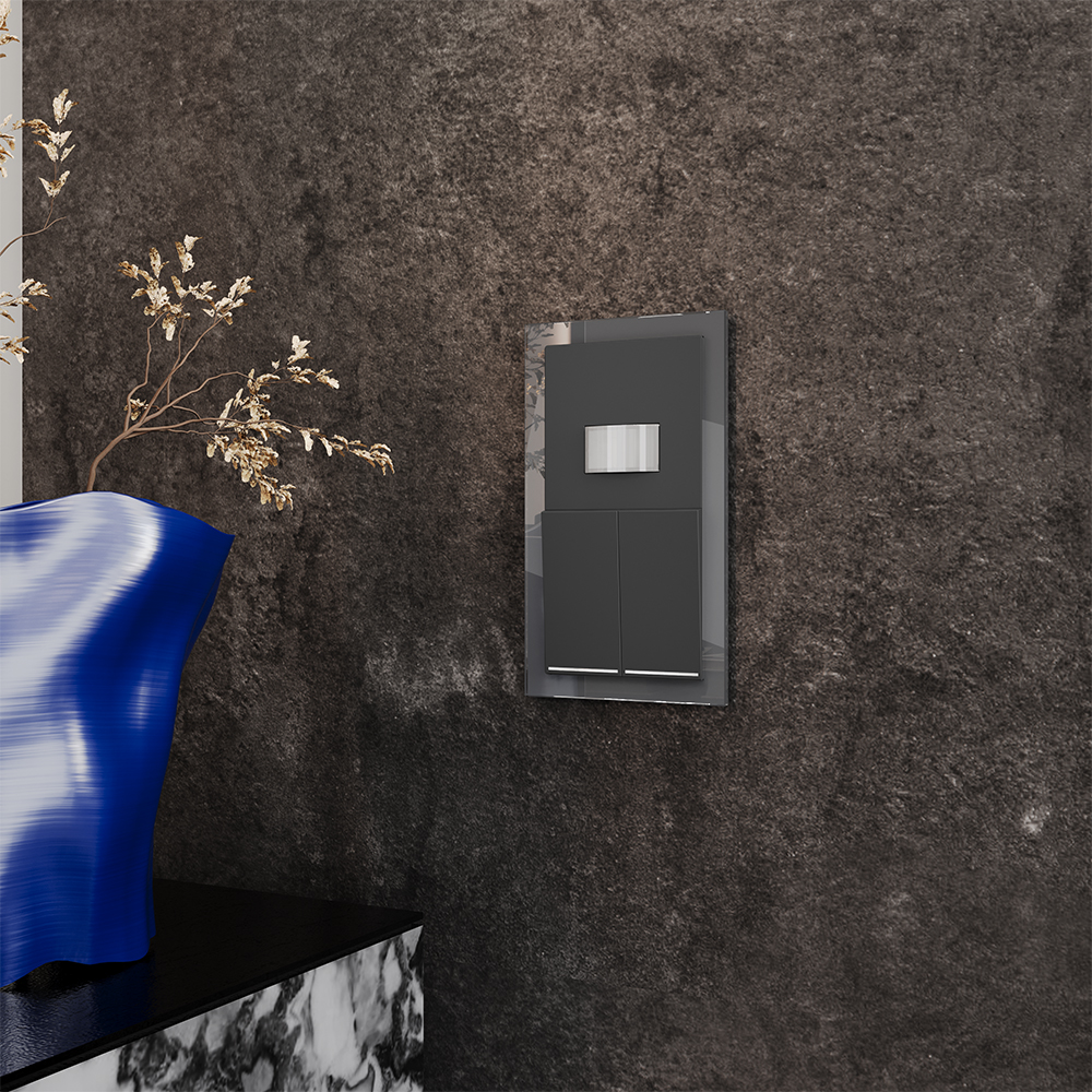 Рамка стеклянная Voltum S70 на 2 поста Графит глянцевый VLS110207 — изображение 3