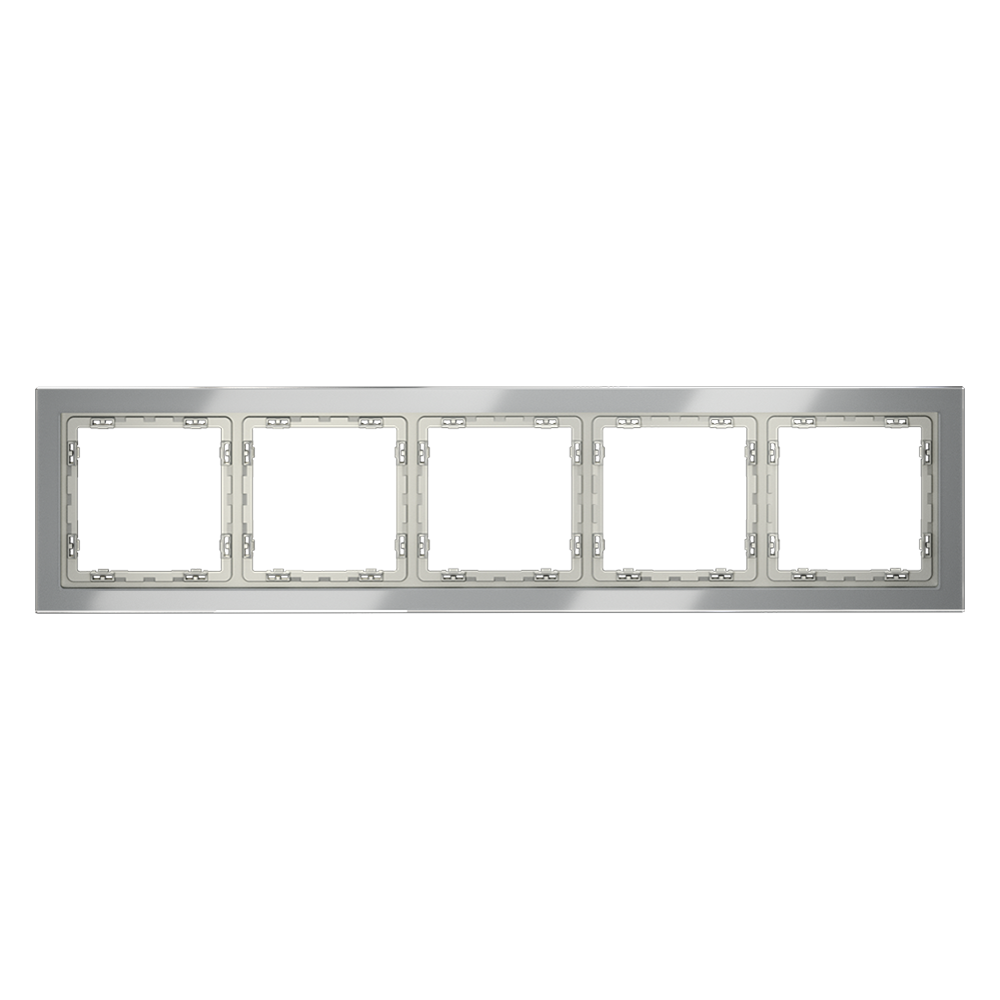 Рамка стеклянная Voltum S70 на 5 постов Сталь глянцевая VLS110505