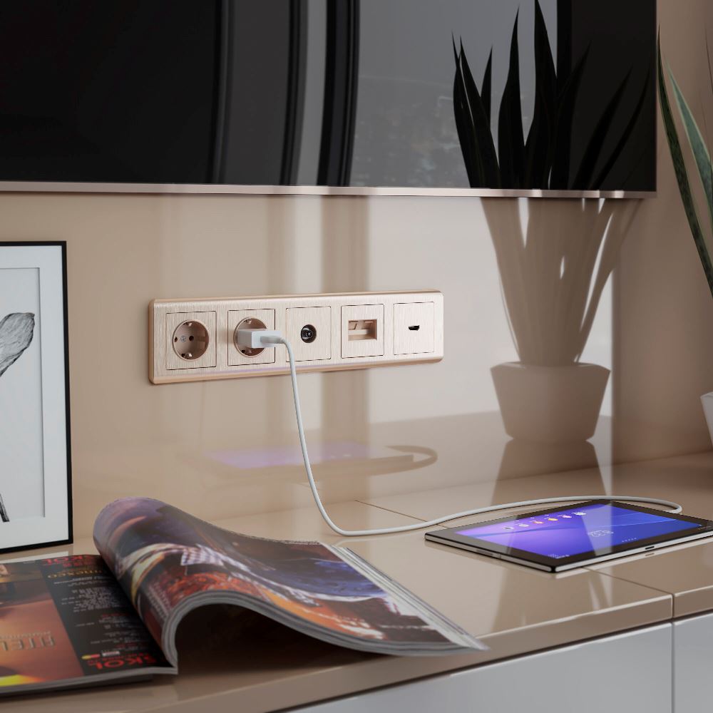 Накладка для двойной розетки Еthernet Werkel RJ-45 Шампань рифленый W1191110 — изображение 2